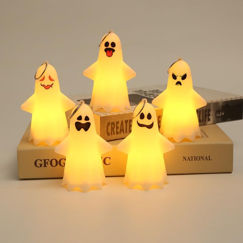 1pcs Ghost Light Decorative Hanging Ornaments for Halloween Glowing Ghosts for Halloween Resin Decorations,5.7 * 6.9 * 10.8cm (style1)