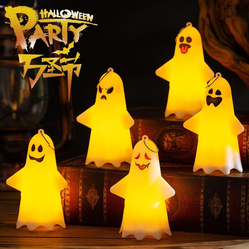 1pcs Ghost Light Decorative Hanging Ornaments for Halloween Glowing Ghosts for Halloween Resin Decorations,5.7 * 6.9 * 10.8cm (style1)