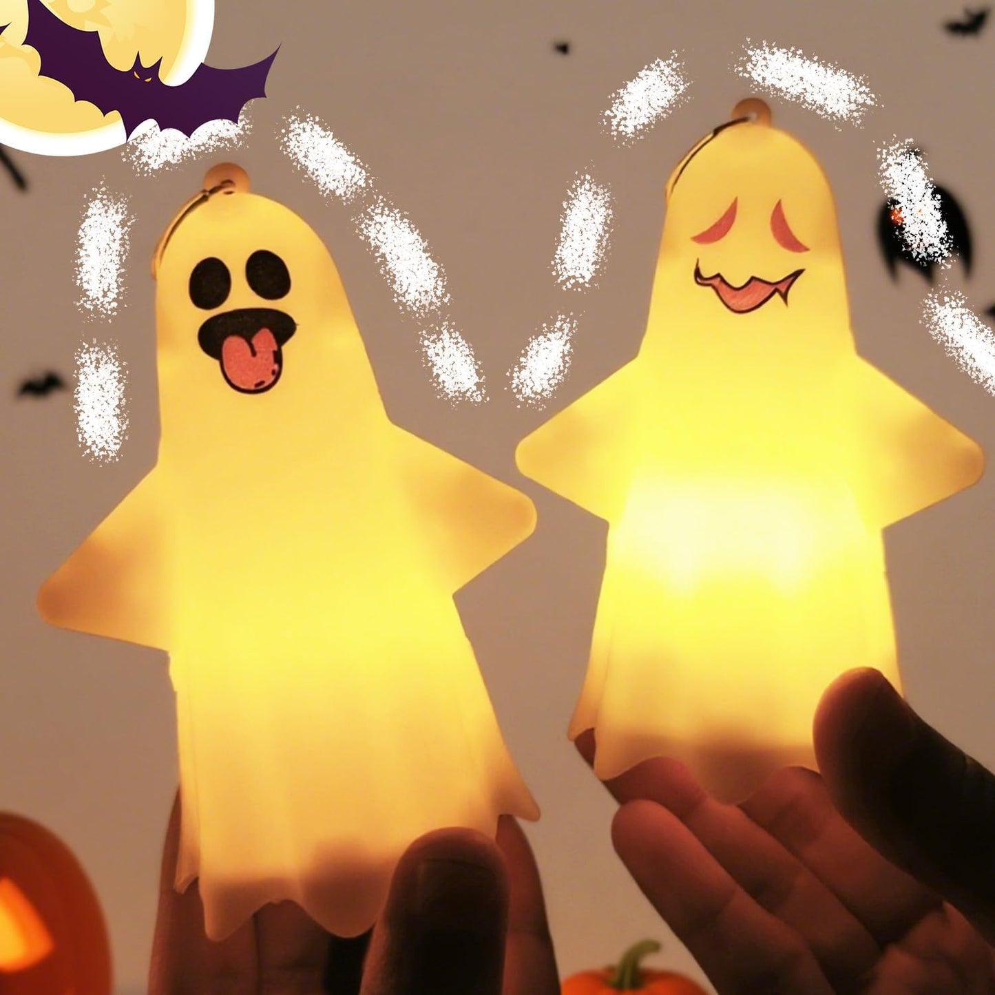 1pcs Ghost Light Decorative Hanging Ornaments for Halloween Glowing Ghosts for Halloween Resin Decorations,5.7 * 6.9 * 10.8cm (style1)